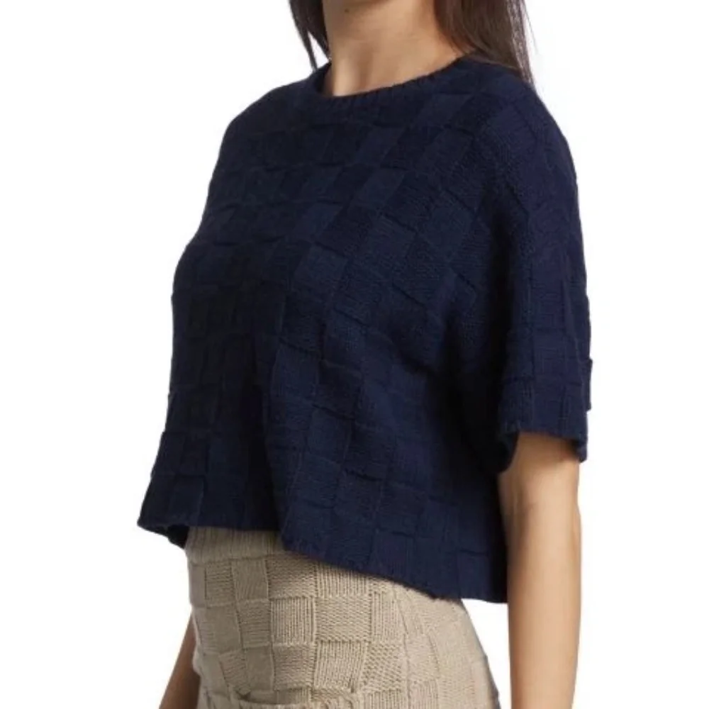 Stand basketweave cropped sweater - Picture 1 of 7